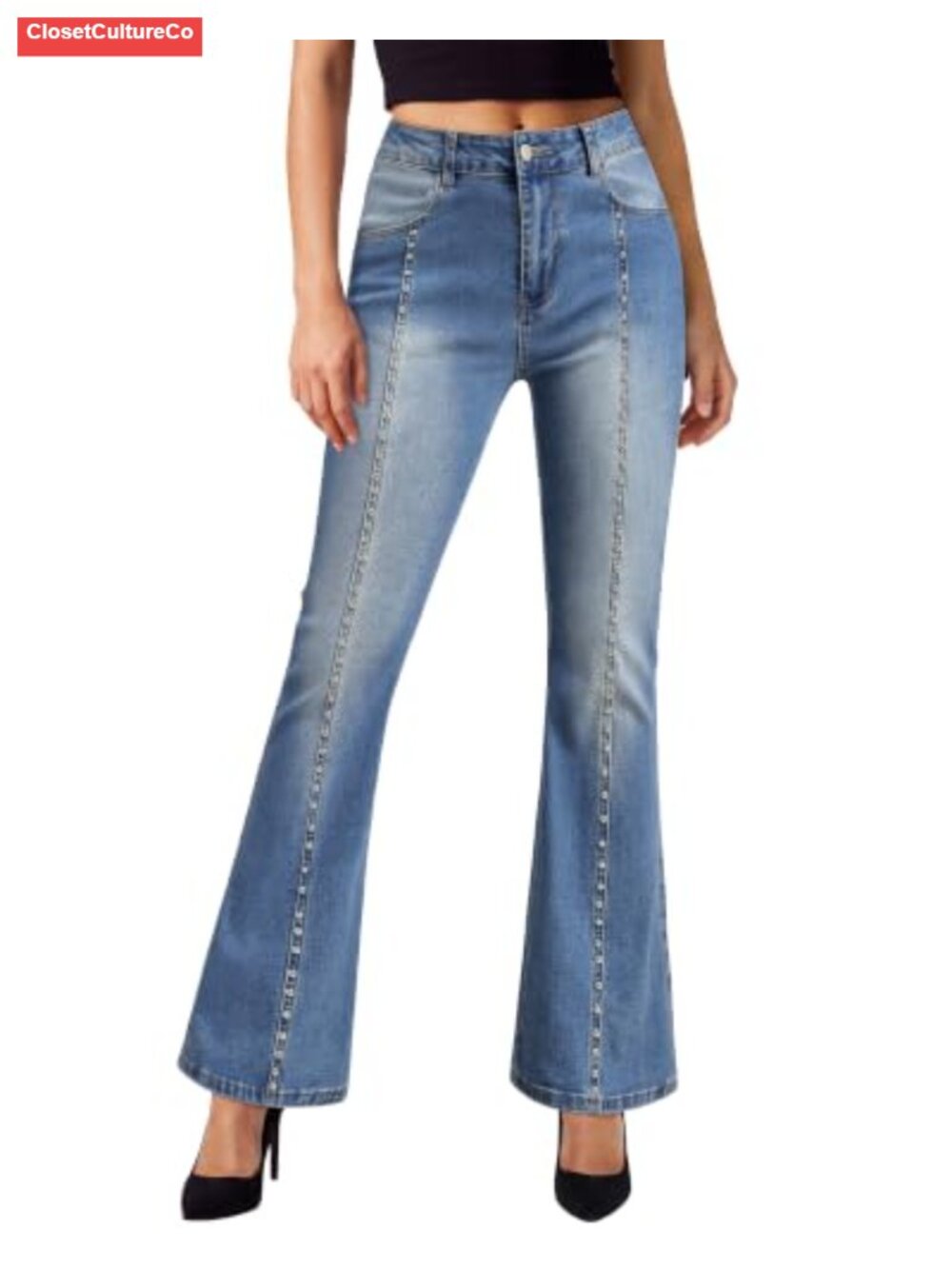 High Waisted Flare Slim Fit Stretchy Denim Jeans